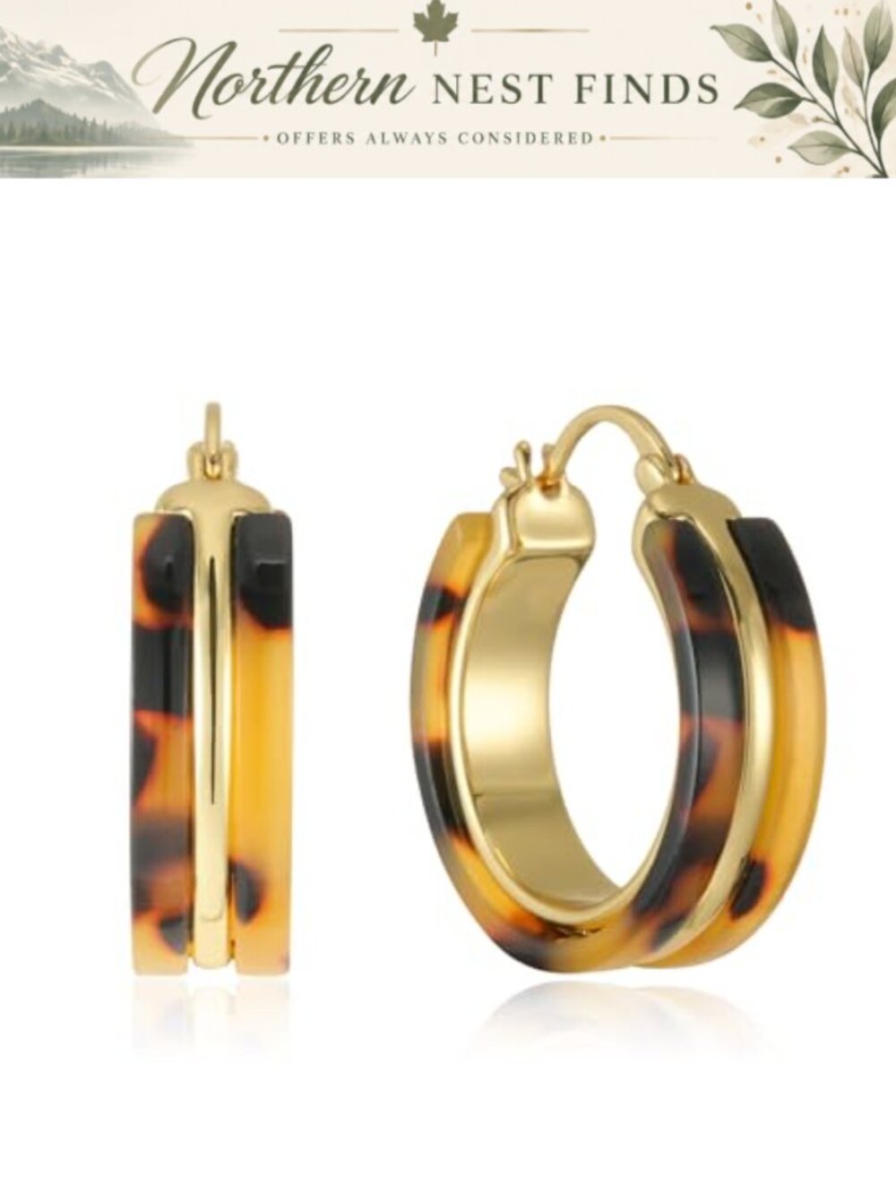 Leopard Tortoise Shell Acrylic Hoop Earrings for Women Retro Style